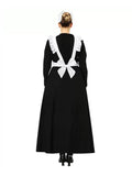 Adult Women Halloween French Maid Long Sleeve White Apron Dress Suit Ladies Fancy Black Cosplay Outfit For Girls Large Size