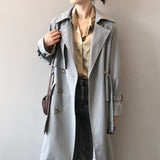 Autumn Trench Classic Casual Belt Coat Women Trench Chic Double Breasted Loose Long Trench Outwear