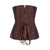 Sexy Steampunk Zipper Waist Cincher Buckle Corsets Brocade Bustier Rivets Gothic Brown Costumes