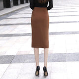 Women Ladies Spring Autumn Solid Office Wear Midi Formal High Waist Pencil Skirts