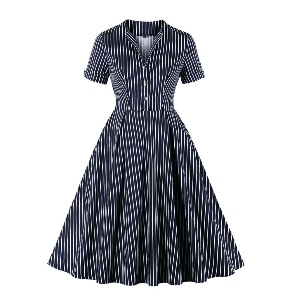 1950s Black White Striped Cotton Short Sleeve Robe Pin Up Elegant Vintage 50s 60s Retro Dresses