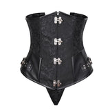 Front Metal Claps Faux Leather Gorsets Underbust Korsett Women Steampunk Bustier Corset Shape Body Sexy Lingerie Slimming Belt