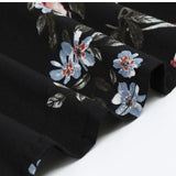 Plus Size Women Vintage 50s Rockabilly Black Midi 3/4 Length Sleeve Autumn Ladies Elegant Floral Dress