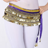 Multi-Rows Gold Coin Beads Belly Dance Skirt Wrap Gift Idea Dance Shows Party Night Out Shining Velvet Hip Scarf Skirt Dancewear