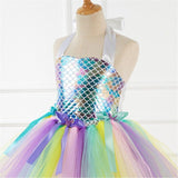 Fancy Girls Mermaid Princess Dress Costume Cosplay Halloween Costume For Kids Carnival Party Suit