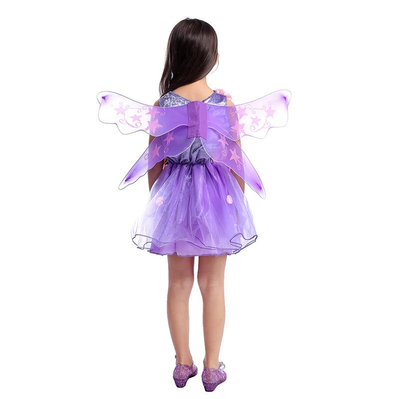 Girls Purple Butterfly Costume Cosplay Flower Fairy Dress Up Halloween Costume For Kids