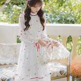 Autumn Elegant Chiffon Floral Dress Women Vintage Print Party Midi Dresses Female Temperament Korean Fashion Designer Dress 2021