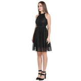 Elegant Black Lace High Waist Sleeveless Patchwork Short Runway Fashion Formal Party Dresses