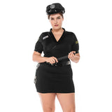 Full Set Sexy Female Police Costume Seduction Black Cop Officer Uniform Halloween Carnival Policewoman Cosplay Fancy Dress