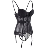 Adjustable Straps Sexy Lingerie Women Underwear Transparent Lace Bra Corset Padded Bustier With Suspenders Backless Corsets 6XL