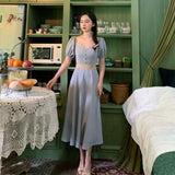 Vintage French Dress Women Retro Puff Sleeve Chiffon Dress Women 2020 Summer Korean Hepburn Style Elegant Dress Women 2020