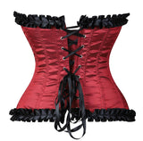 Overbust Corset Plus Size Satin Lace Up Sexy Corselet Corsets and Bustiers Tops Waist Cincher Corselet Gothic Lingerie Women