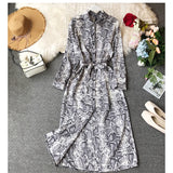 Women Leopard Dress Casual Tunic Long Sleeve Office Shirt  Elegant Party  Vestidos