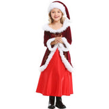 Deluxe Velvet Kids Christmas Costume Festival Santa Clause for Girls New Year Chilren Clothing Fancy Dress Xmas Party Dress