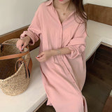 Wholesale Spring Autumn Women Long Sleeve Shirt Dress Casual Buttons Loose Clothes Robe Femme Vestido