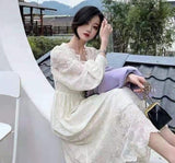 Korean Fashion Vintage Midi Dress Party Long Sleeve Sweet Y2k Dress Lace Design 2021 Autumn Evening Elegant Dress Women Casual