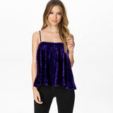 Mermaid Sequin Sleeveless Camis Tank Spaghetti Straps Nightclub Party Sexy Loose Solid Silver Shiny Short Tops