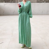 Casual Bohemian Summer Autumn Dress V Neck  Vintage Floral Printed Long Maxi Dresses  Beach Holiday Vestido New arrival