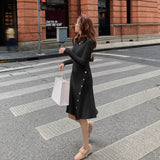 Autumn New Women Fashion Sweater Dress O-Neck Long Sleeve A-Line Knitted Solid Vestidos Femme