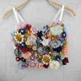 Flower Crop Top Winter Women Tank Top With Built In Bra Spaghetti Strap Gothic Performance Sexy Bustier Camis