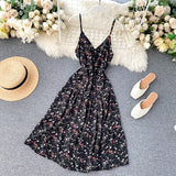 Women' Summer Holiday Print Sundress Spaghetti Strap Beach Style Sleeveless Maxi Dresses