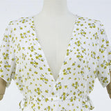 Long Cotton V-neck Short Sleeve Print Dress