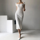 Summer 2021 Women Korean Slim Split Long Sweater Dress Short Sleeve Sexy Knitting Dress