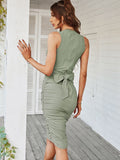 Vintage Solid Knit Women Casual Sexy Sleeveless Party Beach Midi Summer Dress