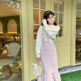 Japanese Kawaii Plaid Strap Dress Women Sweet Bow Designer Party Midi Dress Female Casual Korean Fashion Winter Cute Dress 2021