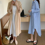 Wholesale Spring Autumn Women Long Sleeve Shirt Dress Casual Buttons Loose Clothes Robe Femme Vestido