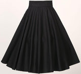 Rockabilly Dance Cotton Midi Skirts Womens Party Clothing Club Wear Full Circle Long Skater Black Red Plus Sizes 4xl