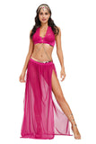 Women Sexy Belly Dance Jasmine Princess Costume Outfit Set Bras+ Skirt + Headwear Female Bollywood Dance Dresses