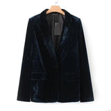 Velvet Blazer OL Formal Work Slim Jacket Ladies Outerwear Retro Suits