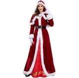 Santa Claus Christmas Fancy Dress Women Cosplay Adult Suits Festival Xmas Party Costume Luxurious Velvet Christmas Dress Robe