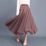 Women Korean Mesh A-Line High Waist Solid Casual Bohemia Skirts Outwear