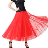 Women Long Tulle Maxi Mesh Skirt for Dance Performance Costume Party Carnival Outfit Ankle Length  A Line Belly Dance Skirt
