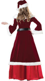 Santa Claus Suit Adult Women Christmas Cosplay Costume Sexy Red Deluxe Velvet Fancy 3pcs Set Xmas Party Woman Dress S-XXL