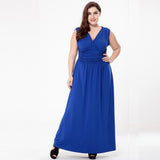 Royal Blue Formal 5XL 6XL Plus Size Women V Neck Sleeveless Long Evening Gowns Party Maxi Dress