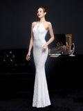 Halter Neck Evening Dress Sleeveless Mermaid Dress Women Sequins Full Party Gowns New Robe De Soriee Slim Prom Dress