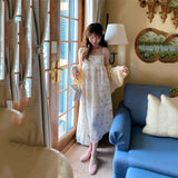 Summer Elegant Sweet Fairy Strap Dress Women Kawaii Print Floral Sexy Midi Dress Casual Holiday Party Chic Korean Dress