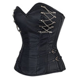 Gothic Sexy Overbust PU Corsets and Bustiers Spiral Steel Boned Zipper Steampunk Lingerie Body Shaper