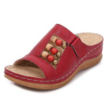 Summer Gladiator Beaded Platform Sandals Wedges Shoes For Ladies Bohemia Ethnic Style Women High Heels Slip On Sandalias