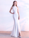 Elegant Taffeta Evening Dress High Split Sexy Long Prom Dress Sleveless Gown Retro