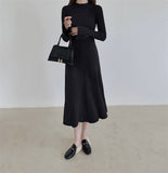 Fall Winter Sexy Cut Out Mock Neck Casual Sweater Dress Flare Sleeve Chic Knitted Elegant Midi Dress