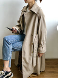 Autumn Trench Classic Casual Belt Coat Women Trench Chic Double Breasted Loose Long Trench Outwear