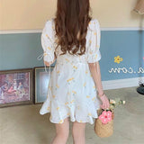 Summer Floral Mini Dress Women French Style Elegant Sweet Fairy Dress Casual Korean Japan Style Kawaii Chiffon Dress Women 2020