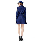 Blue Ladies Police Dress Cosplay Cop Officer Costume Policewomen Sexy Outfit Party Fancy Dress