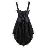 Women Gothic Steampunk Corset Dress Burlesque Costume Plus Size Corset Bustier With Asymmetric Floral Lace Skirt Set