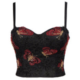 Crop Tank Top With Cups Top Camis Slim Off Shoulder Embroidery Beads Corset Sexy Tops Dance Lingerie