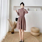 2021 Spring Autumn Women Knit Long Sleeve Dress Solid Casual Bottom Mini Vestidos